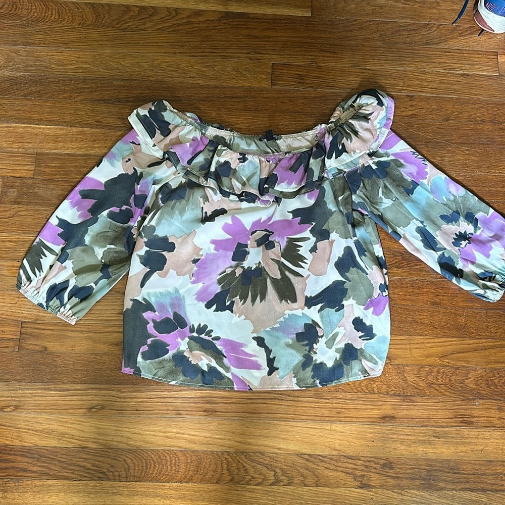 J. Crew Floral Off the Shoulder Blouse